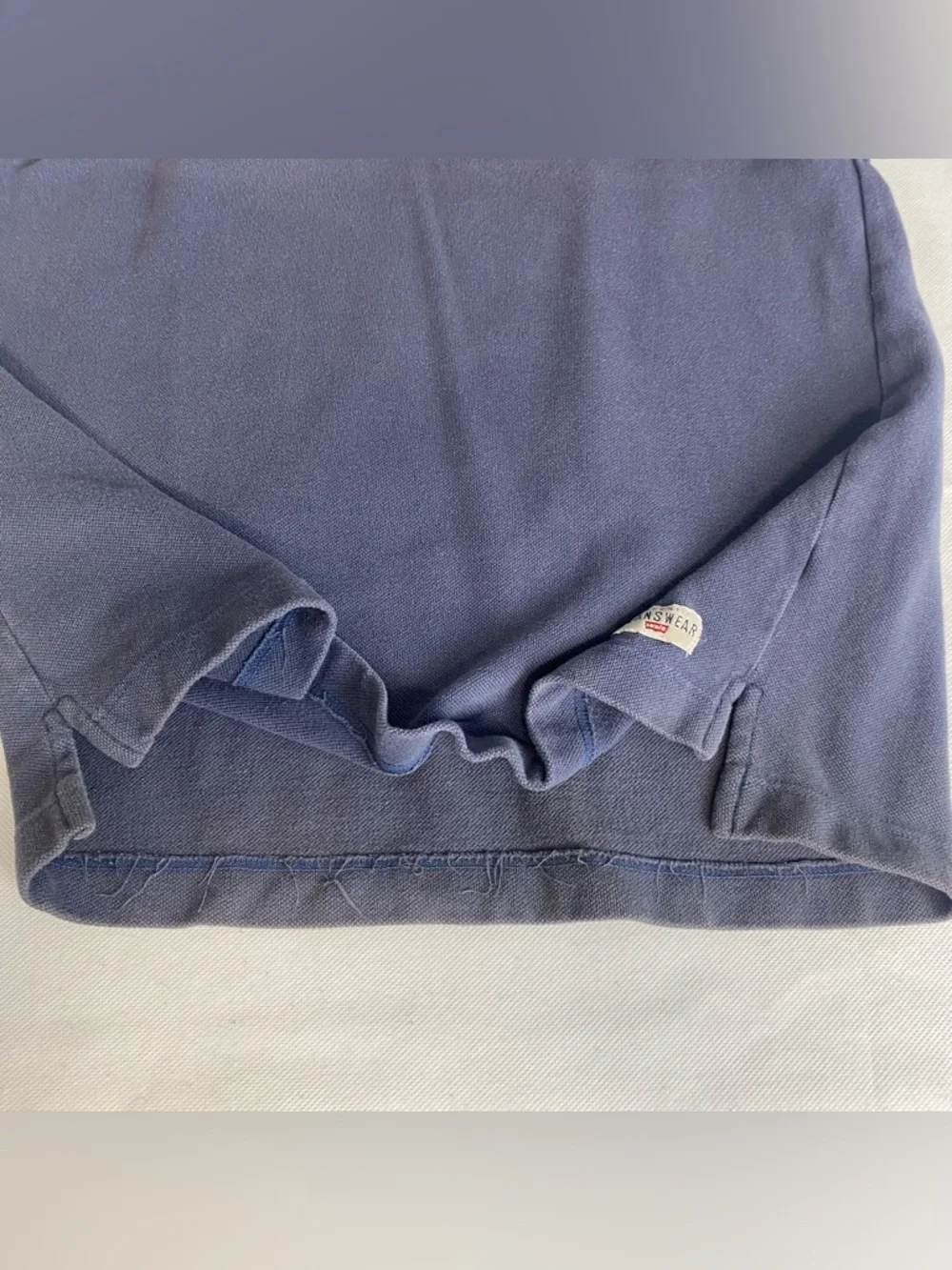 Vtg Levis Polo Shirt Mens Large Blue Short Sleeve 90s Heavyweight Stained